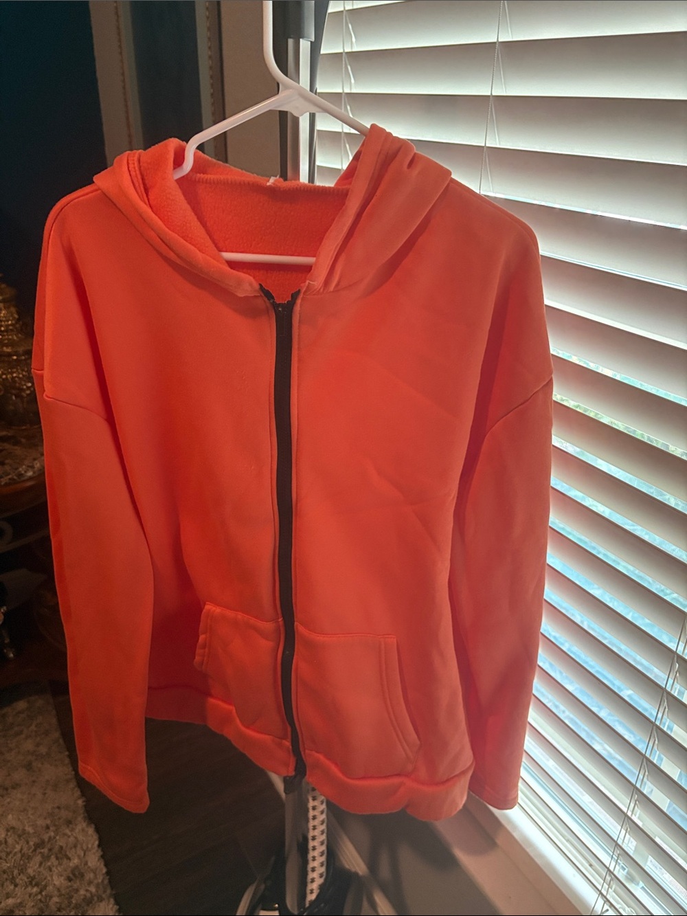 Orange Zip-Up Hooded Jacket